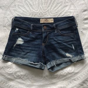 Dark Wash Distressed Hollister Midi Short